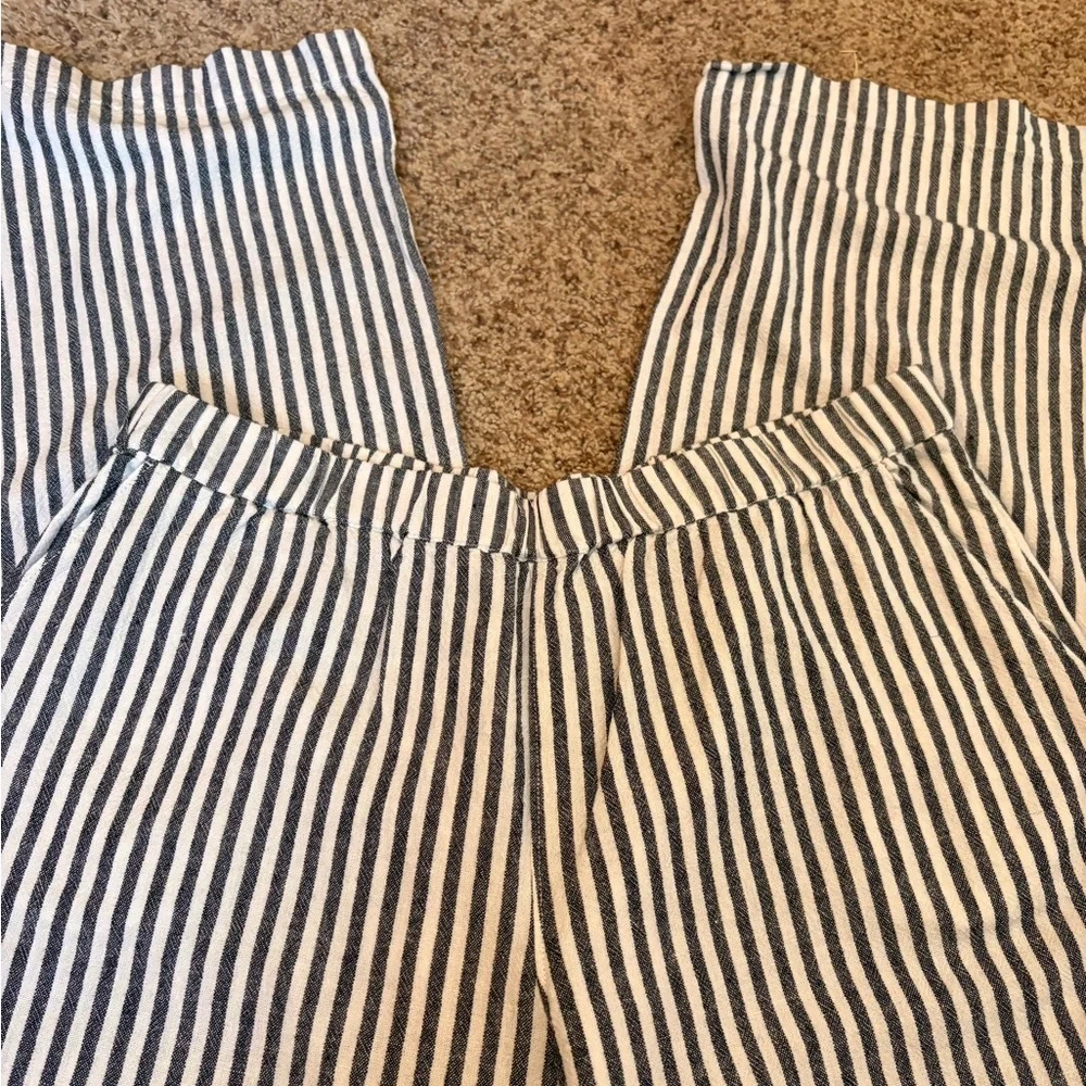 Caslon Navy and White Linen Blend Striped Pants - Picture 4 of 7